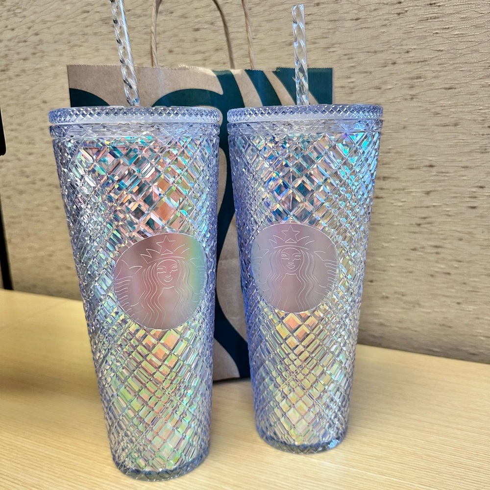 NEW Starbucks 2022 Iridescent Holiday Unicorn Jeweled Venti Tumbler Set